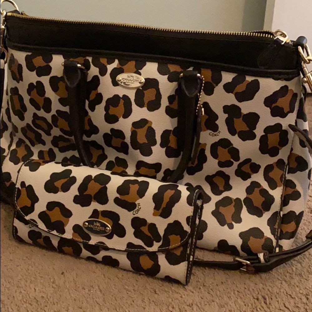 Coach Ocelot Purse with matching clutch